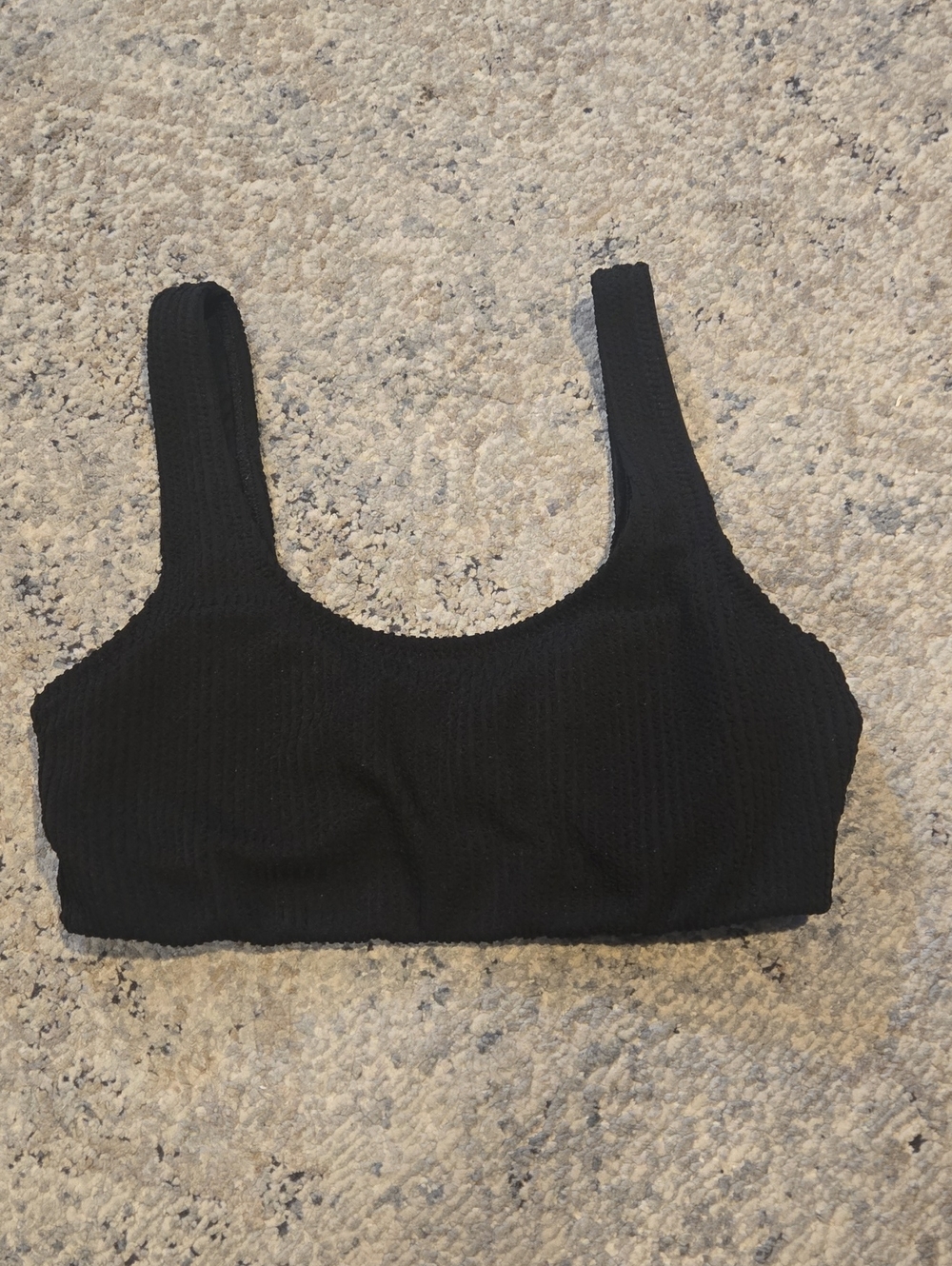 Black Ribbed Swim Top